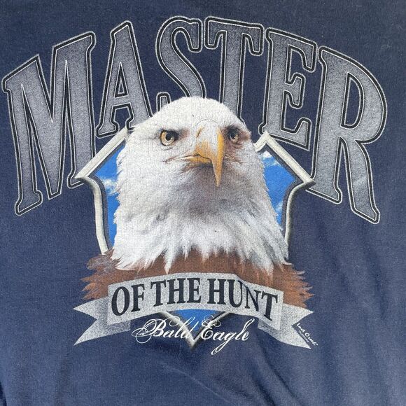 VTG Lost Creek Eagle Sweatshirt Mens XL Blue Graphic Crewneck Master of the Hunt - Picture 10 of 15